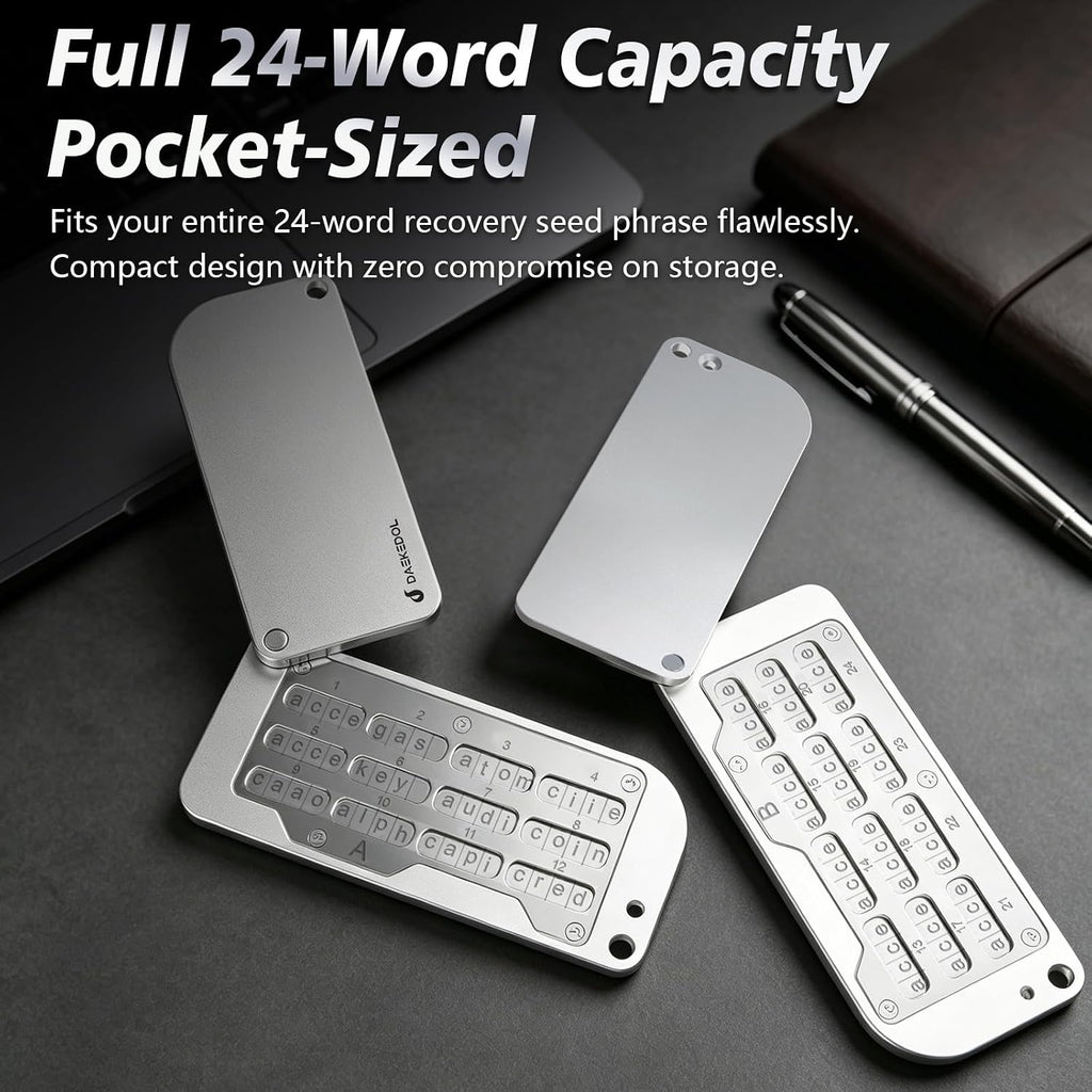 Seed Phrase Storage, Pocket Crypto Seed Phrase Storage Metal Plate | Seed Phrase Plate for Crypto Seed, BIP39 Crypto Seed Storage for Small Safe, Seed Phrase Metal Wallet